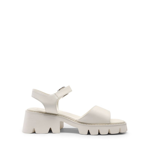  Platform Ankle Strap Chunky Heel Sandals  - BEIGE - 3